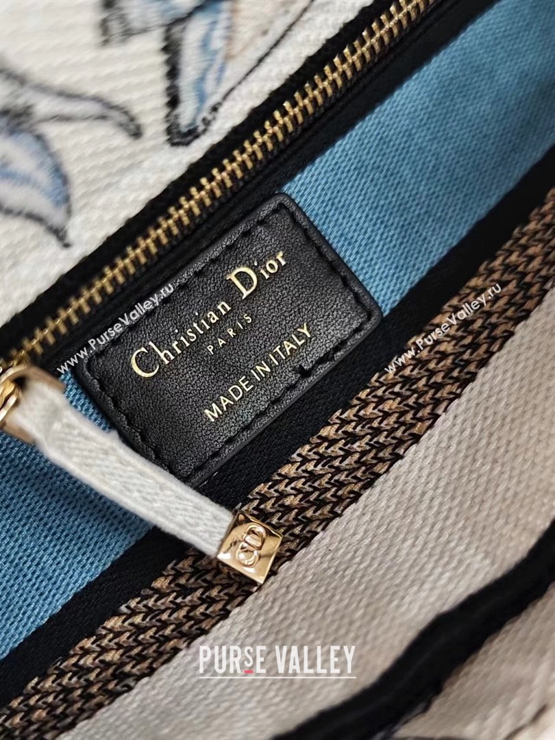 Dior Medium Lady D-Lite Bag in Blue Multicolor Toile de Jouy Mexico Embroidery 2024 (DMZ-24022801)