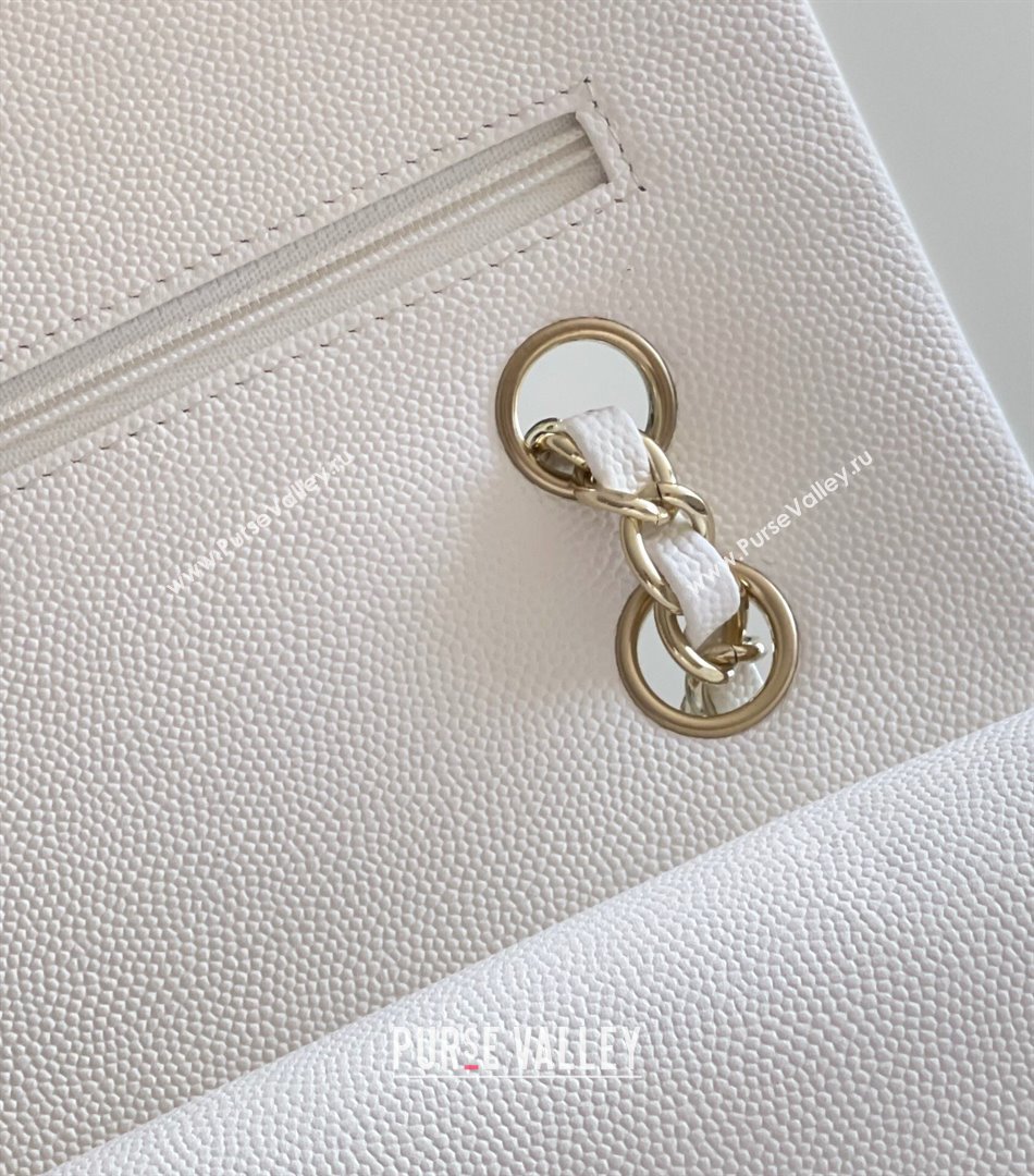 Chanel Grained Calfskin Medium Classic Flap Bag A01112 White/Light Gold 2023 Original Quality (MHE-23121210)