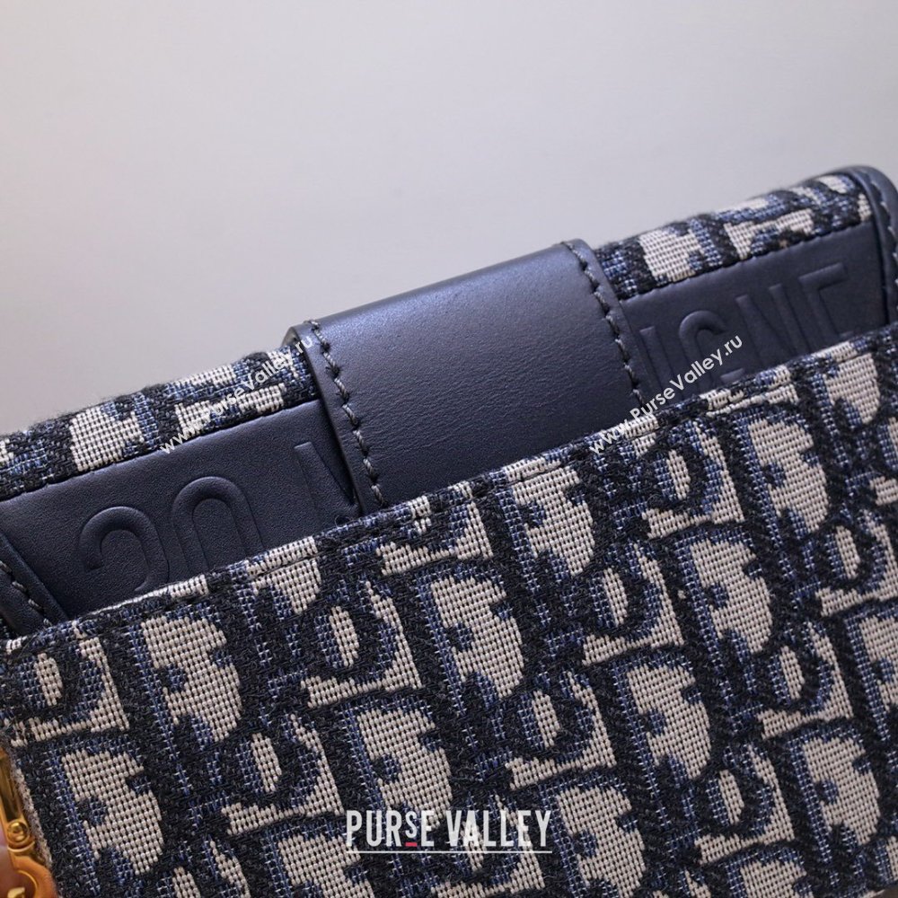 Dior 30 Montaigne Mini Box Shoulder Bag in Blue Dior Oblique Jacquard 2024 (DMZ-24040328)