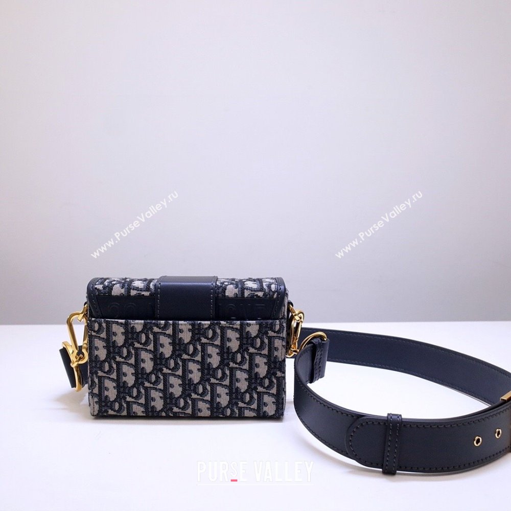 Dior 30 Montaigne Mini Box Shoulder Bag in Blue Dior Oblique Jacquard 2024 (DMZ-24040328)