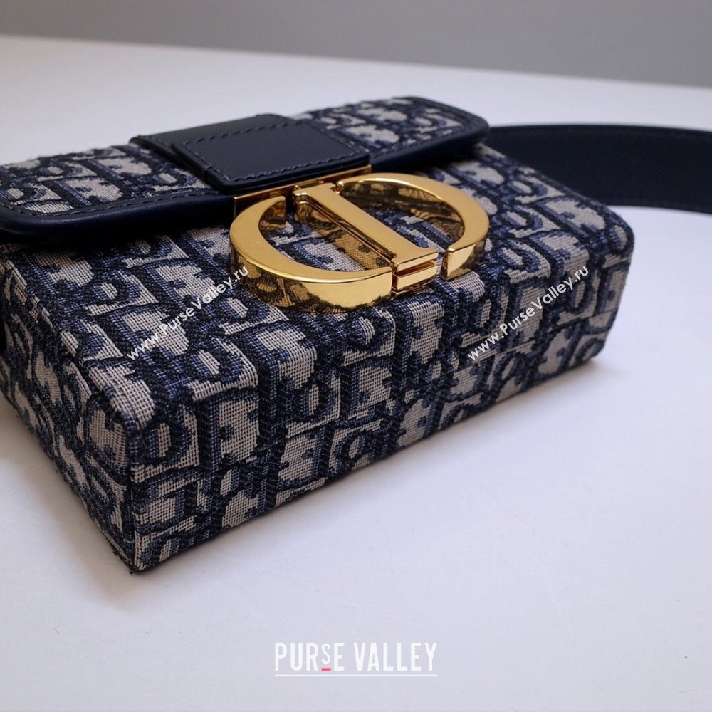 Dior 30 Montaigne Mini Box Shoulder Bag in Blue Dior Oblique Jacquard 2024 (DMZ-24040328)
