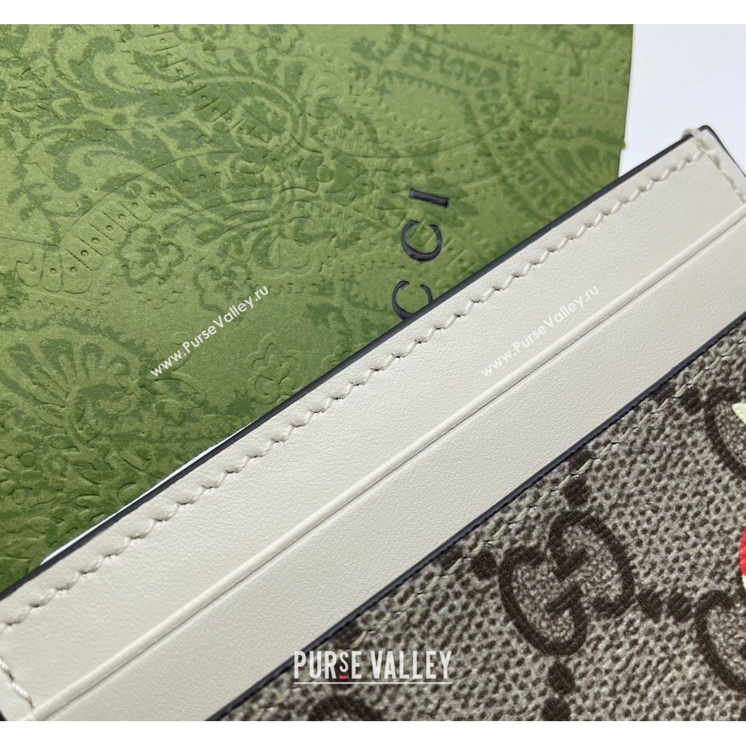 Gucci Les Pommes Card Case Wallet 663923 Beige/Pink 2021 (DLH-21090307)