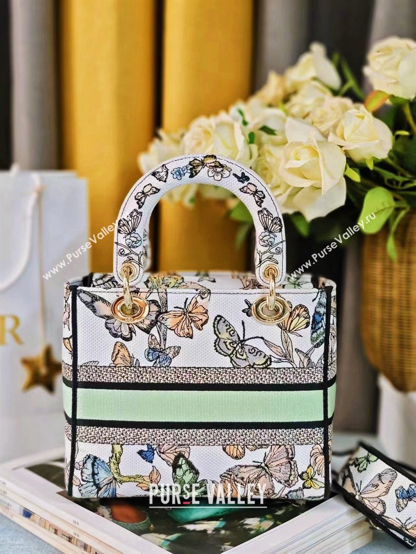 Dior Medium Lady D-Lite Bag in White Multicolor Toile de Jouy Mexico Embroidery 2024 (DMZ-24021801)