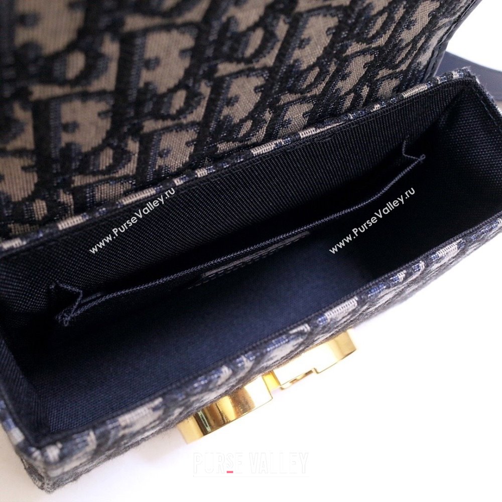 Dior 30 Montaigne Mini Box Shoulder Bag in Blue Dior Oblique Jacquard 2024 (DMZ-24040328)