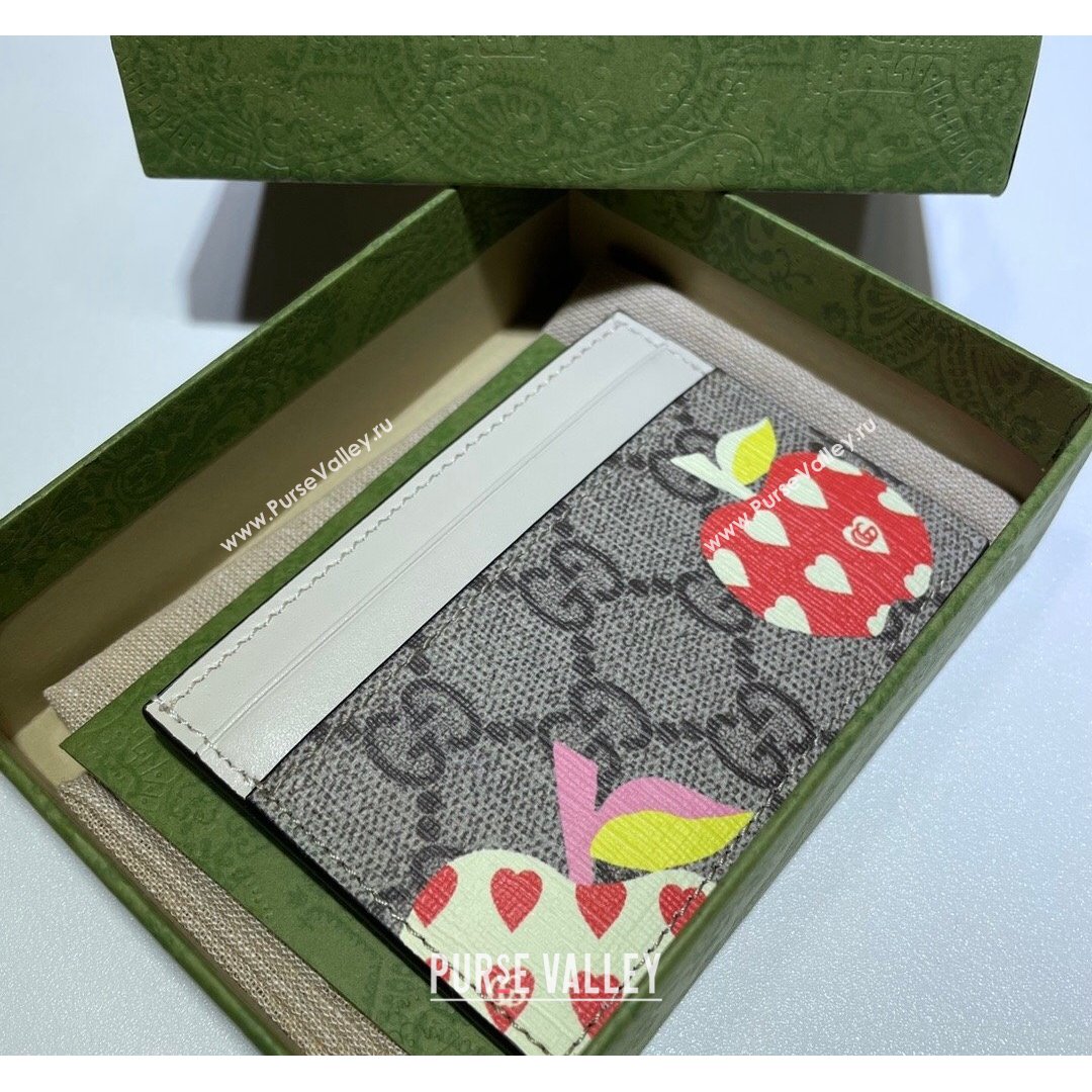 Gucci Les Pommes Card Case Wallet 663923 Beige/Pink 2021 (DLH-21090307)