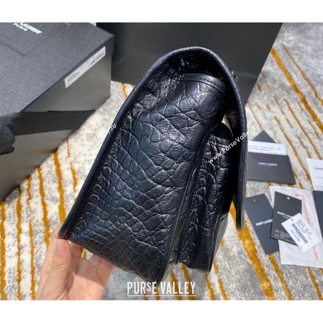 Saint Laurent Medium Niki Chain Bag in Crocodile-embossed Calfskin 498894 Black 2021 (JUND-210820055)