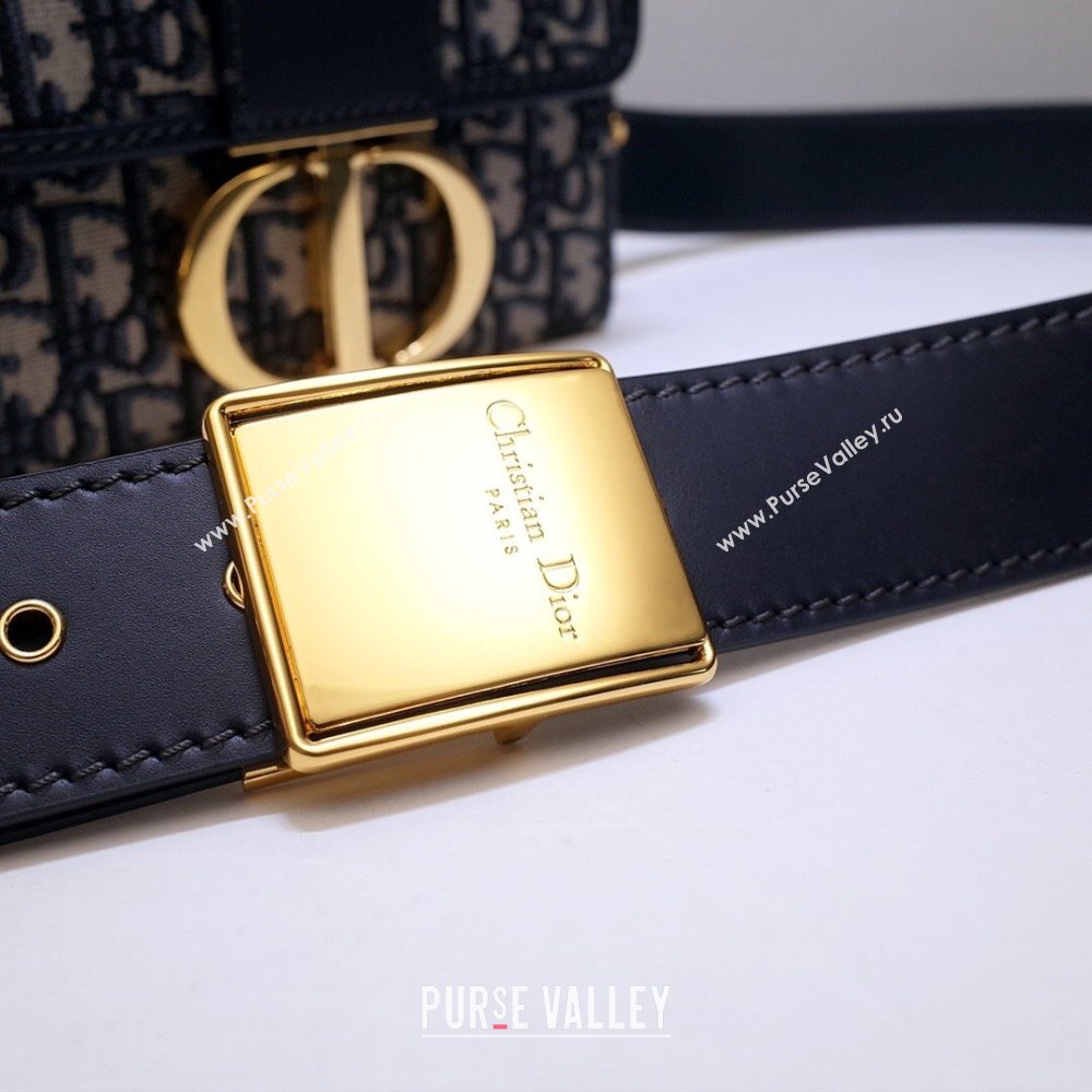 Dior 30 Montaigne Mini Box Shoulder Bag in Blue Dior Oblique Jacquard 2024 (DMZ-24040328)