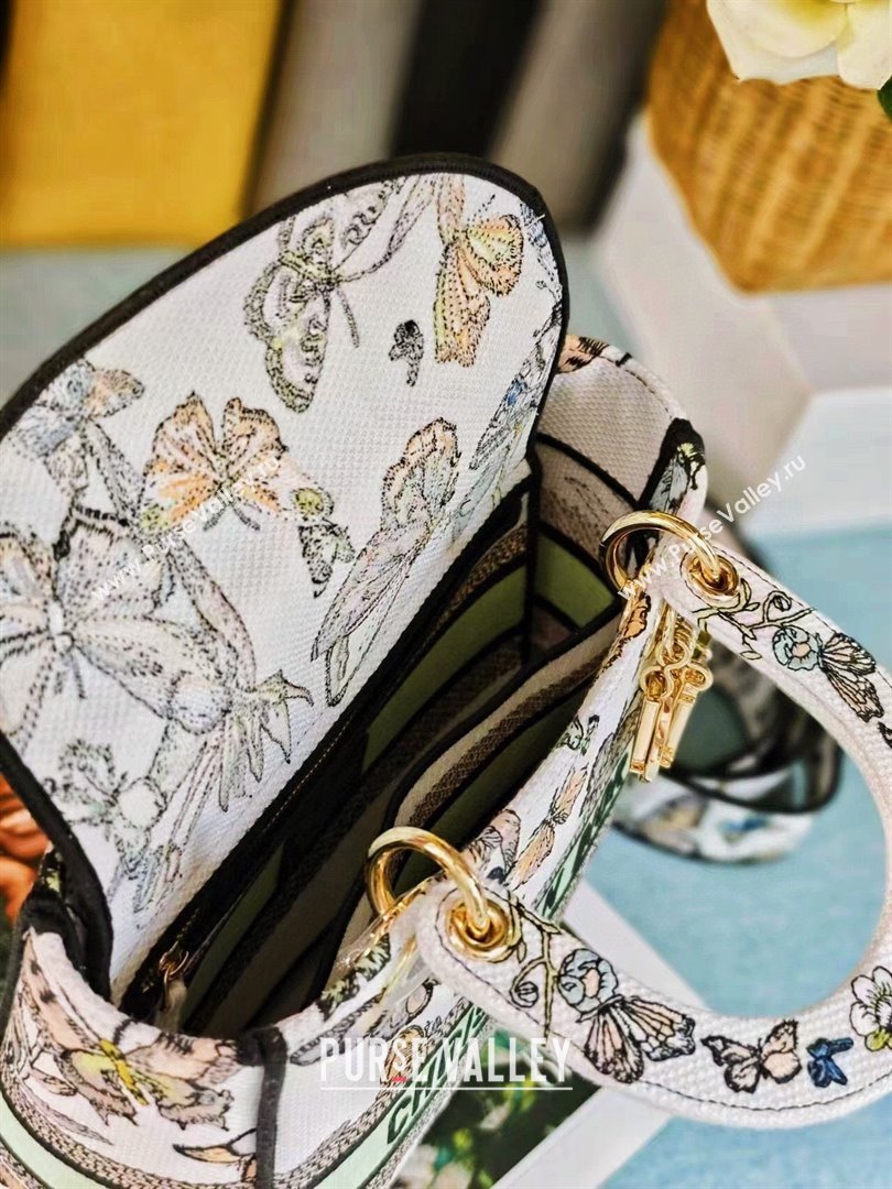 Dior Medium Lady D-Lite Bag in White Multicolor Toile de Jouy Mexico Embroidery 2024 (DMZ-24021801)