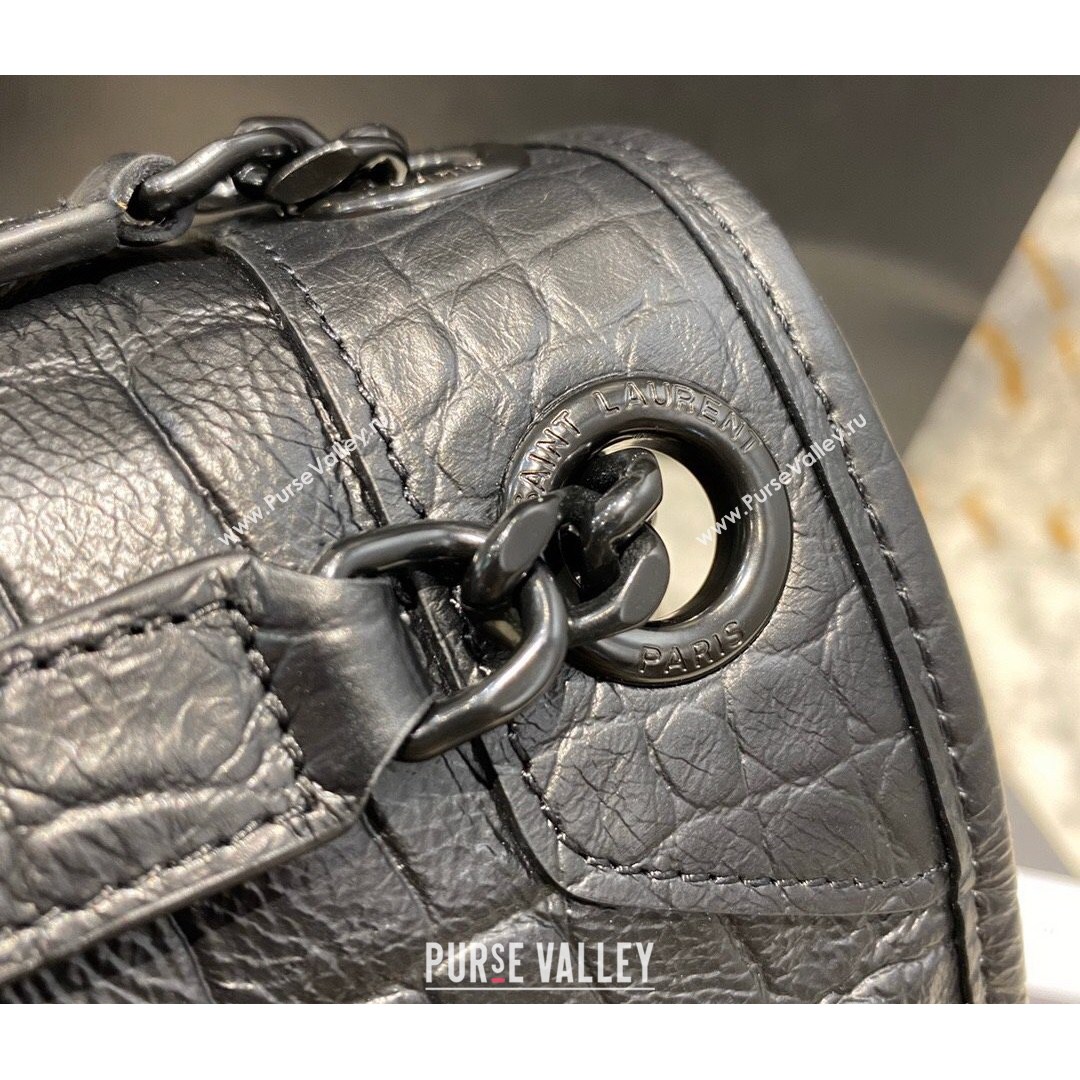 Saint Laurent Medium Niki Chain Bag in Crocodile-embossed Calfskin 498894 Black 2021 (JUND-210820055)