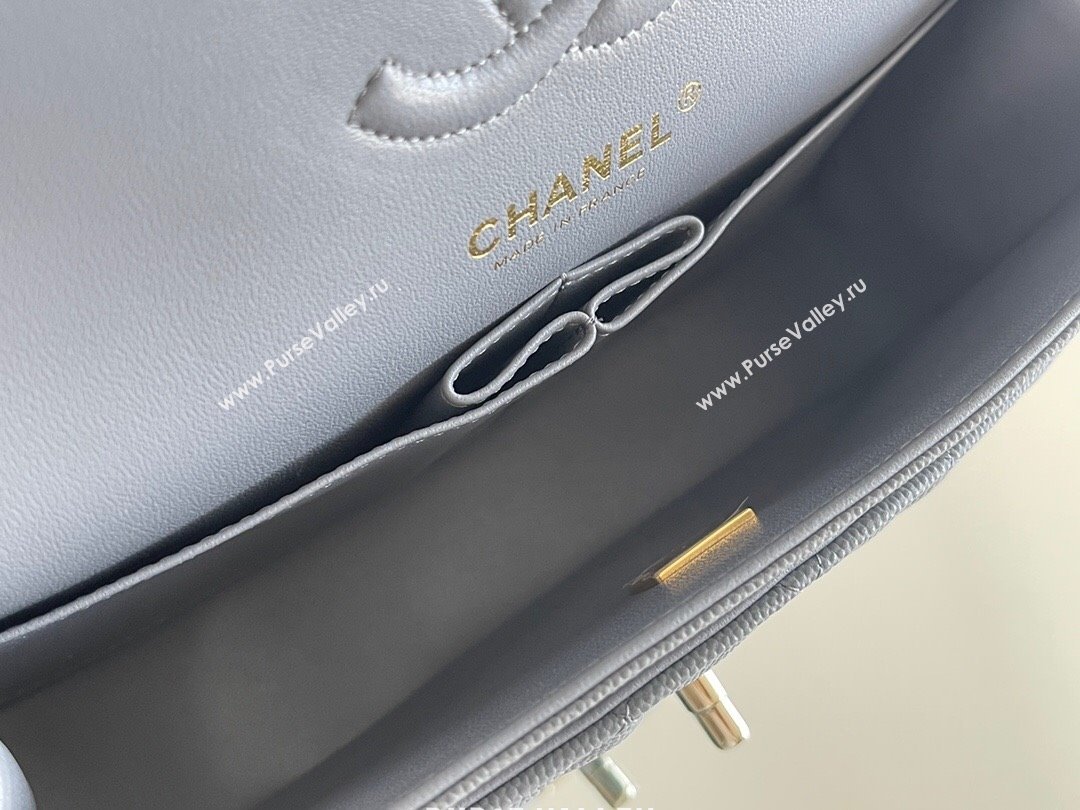 Chanel Grained Calfskin Small Classic Flap Bag A01113 Grey/Light Gold 2023 Original Quality (MHE-23121211)