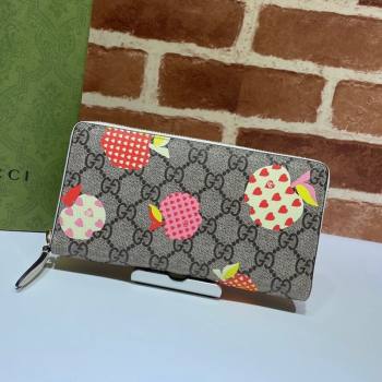 Gucci Les Pommes Zip Around Wallet 663924 Beige/Pink 2021 (DLH-21090309)