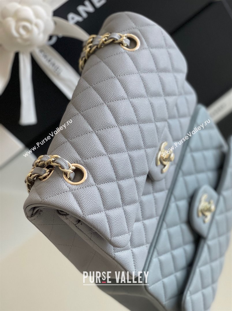 Chanel Grained Calfskin Small Classic Flap Bag A01113 Grey/Light Gold 2023 Original Quality (MHE-23121211)