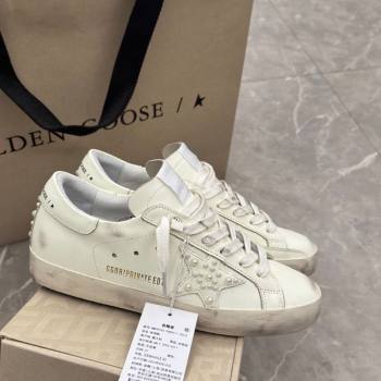 Golden Goose Womens Super-Star Sneakers in with leather and star with pearls 2025 0221 (13-250221007)