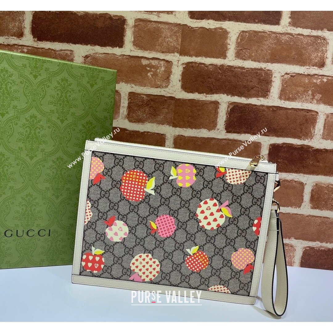 Gucci Les Pommes Zip Pouch 664113 Beige/Pink 2021 (DLH-21090310)