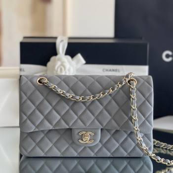 Chanel Grained Calfskin Medium Classic Flap Bag A01112 Grey/Light Gold 2023 Original Quality (MHE-23121212)
