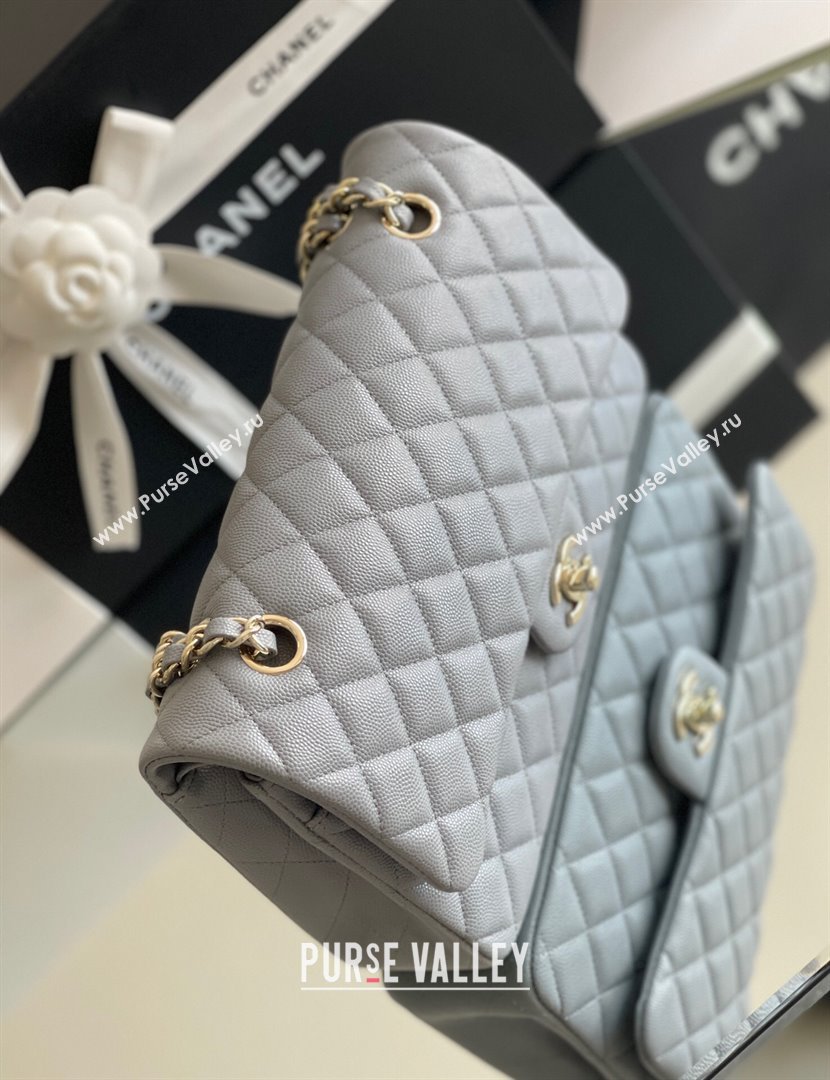 Chanel Grained Calfskin Medium Classic Flap Bag A01112 Grey/Light Gold 2023 Original Quality (MHE-23121212)