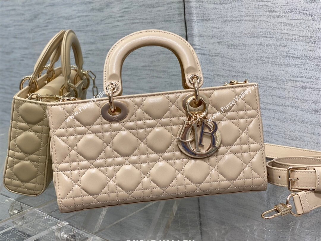 Dior Lady D-Joy Medium Bag in Cannage Lambskin Rose beige 2025 M9250 (XXG-250806056)