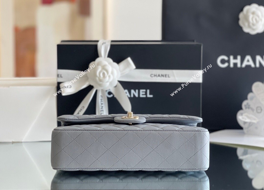 Chanel Grained Calfskin Medium Classic Flap Bag A01112 Grey/Light Gold 2023 Original Quality (MHE-23121212)