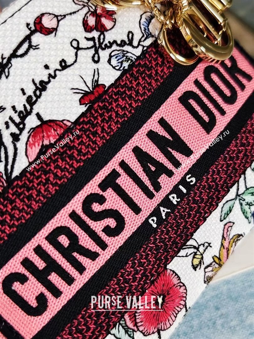 Dior Mini Lady D-Lite Bag in White Multicolor Florilegio Embroidery 2024 (DMZ-24022808)