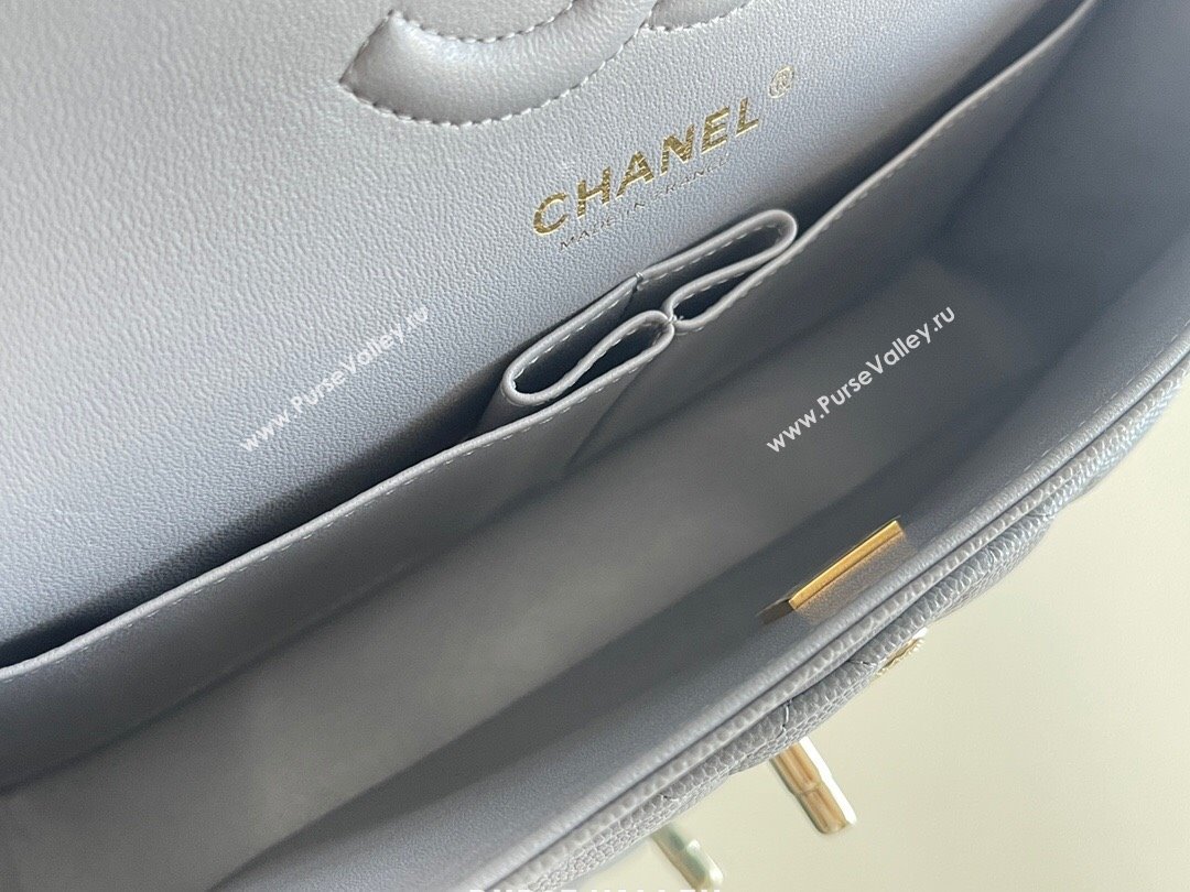 Chanel Grained Calfskin Medium Classic Flap Bag A01112 Grey/Light Gold 2023 Original Quality (MHE-23121212)