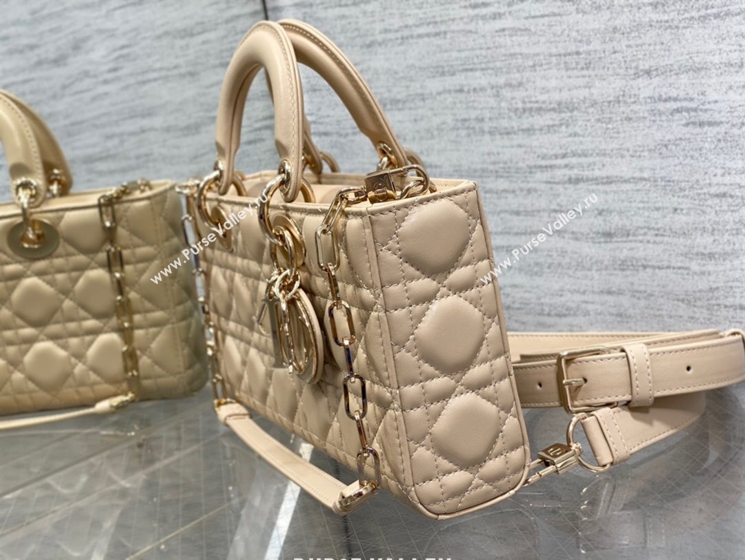 Dior Lady D-Joy Medium Bag in Cannage Lambskin Rose beige 2025 M9250 (XXG-250806056)