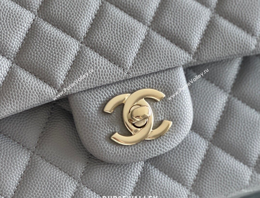 Chanel Grained Calfskin Medium Classic Flap Bag A01112 Grey/Light Gold 2023 Original Quality (MHE-23121212)