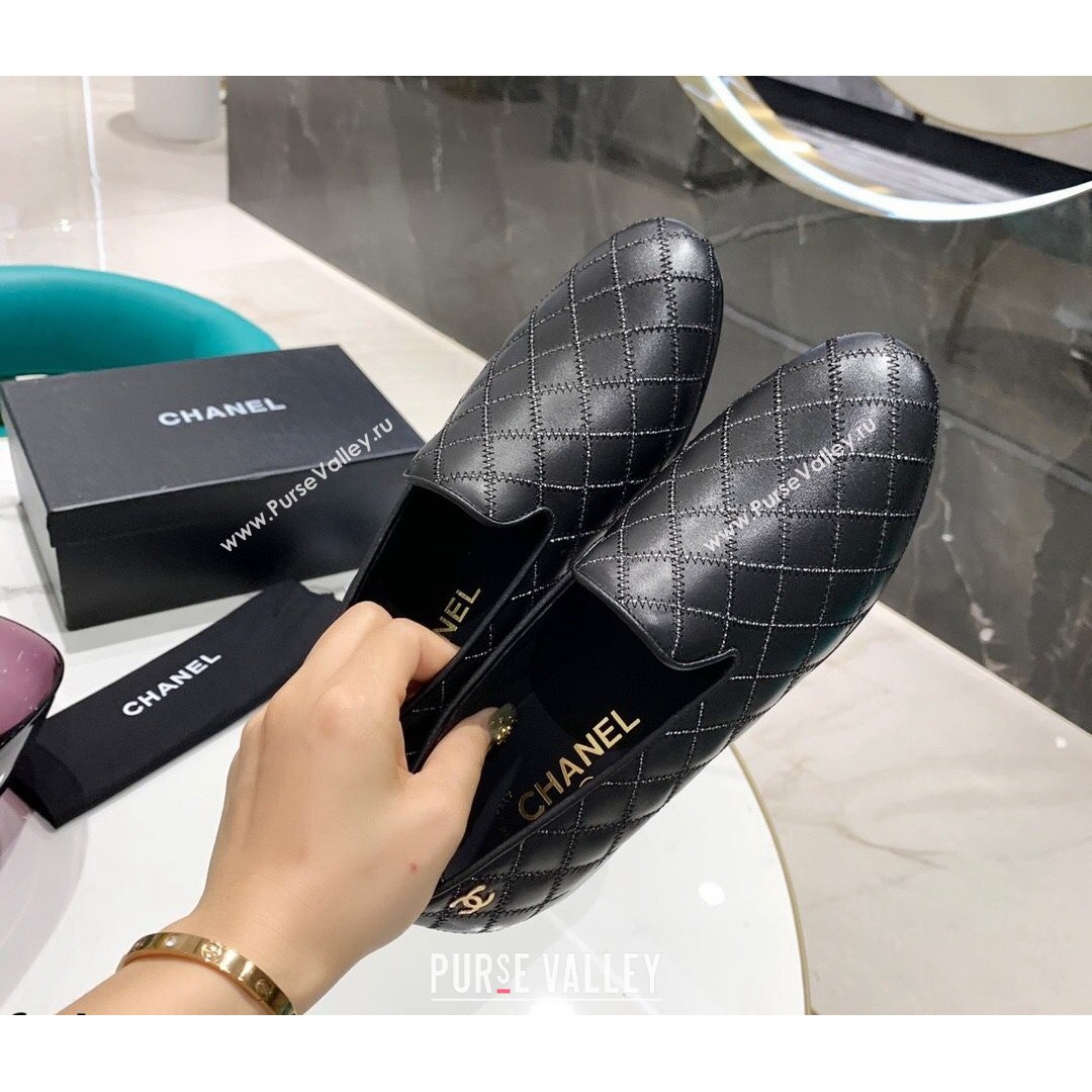 Chanel Quilted Calfskin Loafers Black 2021 (MD-21080937)