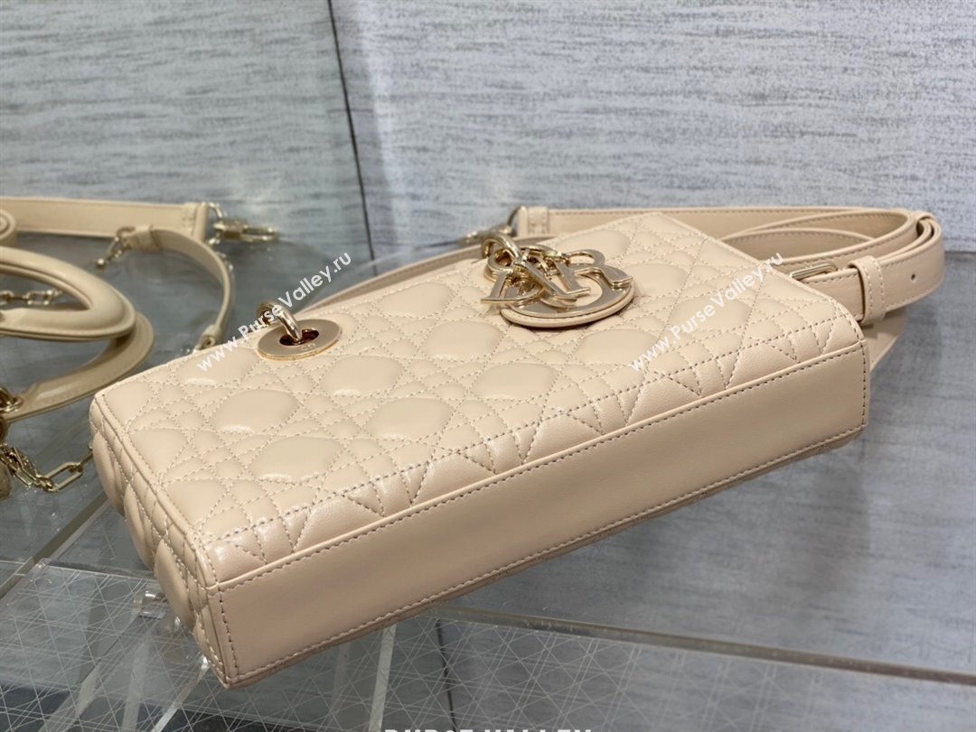 Dior Lady D-Joy Medium Bag in Cannage Lambskin Rose beige 2025 M9250 (XXG-250806056)