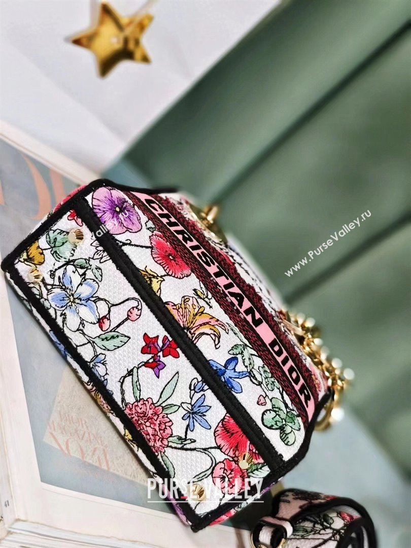 Dior Mini Lady D-Lite Bag in White Multicolor Florilegio Embroidery 2024 (DMZ-24022808)