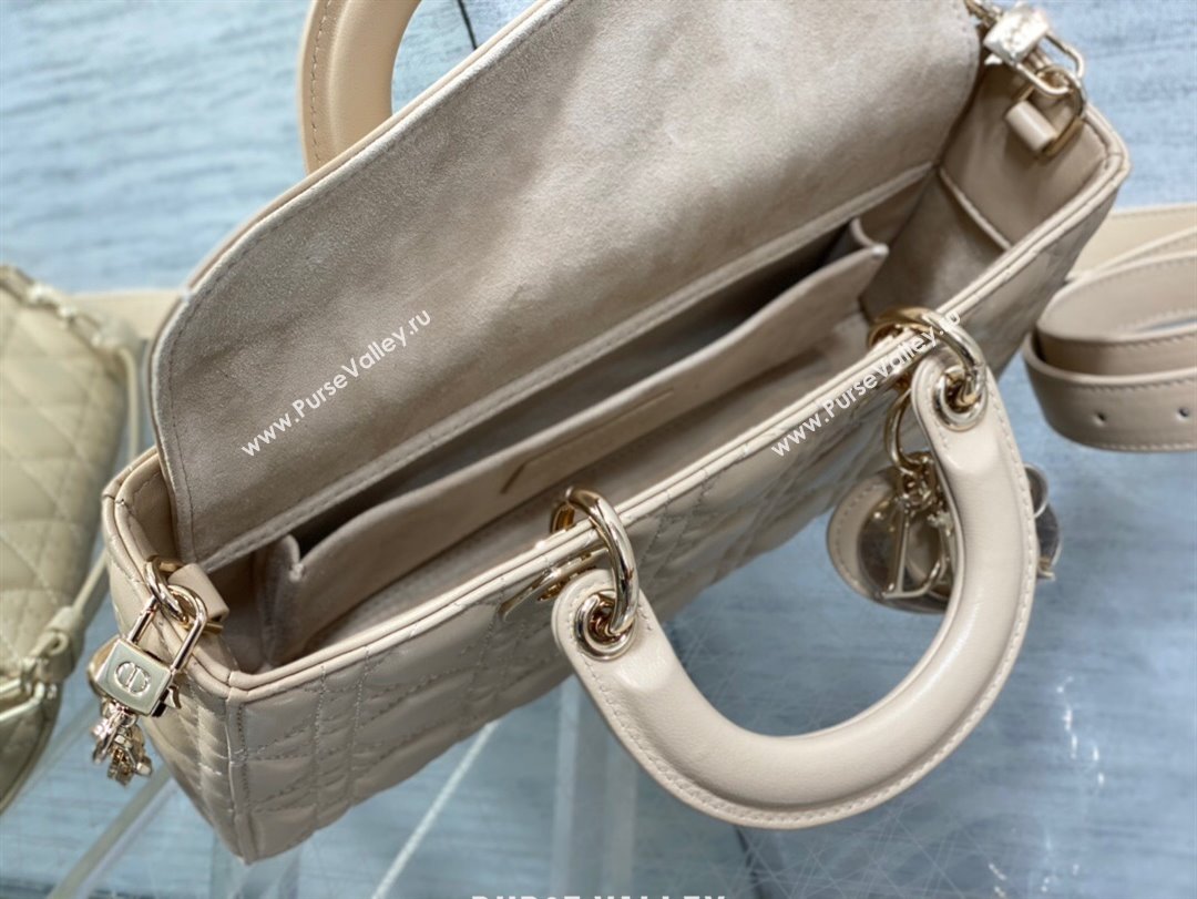 Dior Lady D-Joy Medium Bag in Cannage Lambskin Rose beige 2025 M9250 (XXG-250806056)