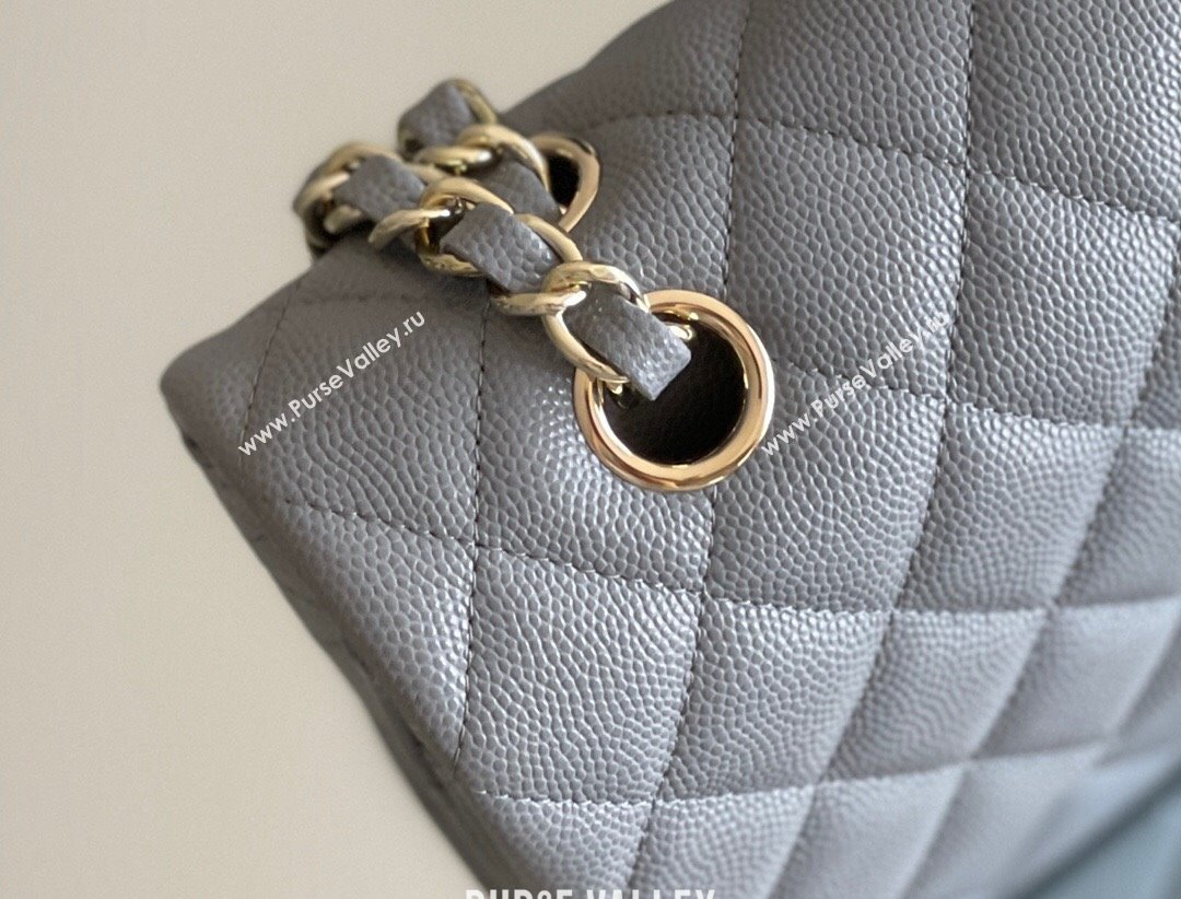 Chanel Grained Calfskin Medium Classic Flap Bag A01112 Grey/Light Gold 2023 Original Quality (MHE-23121212)