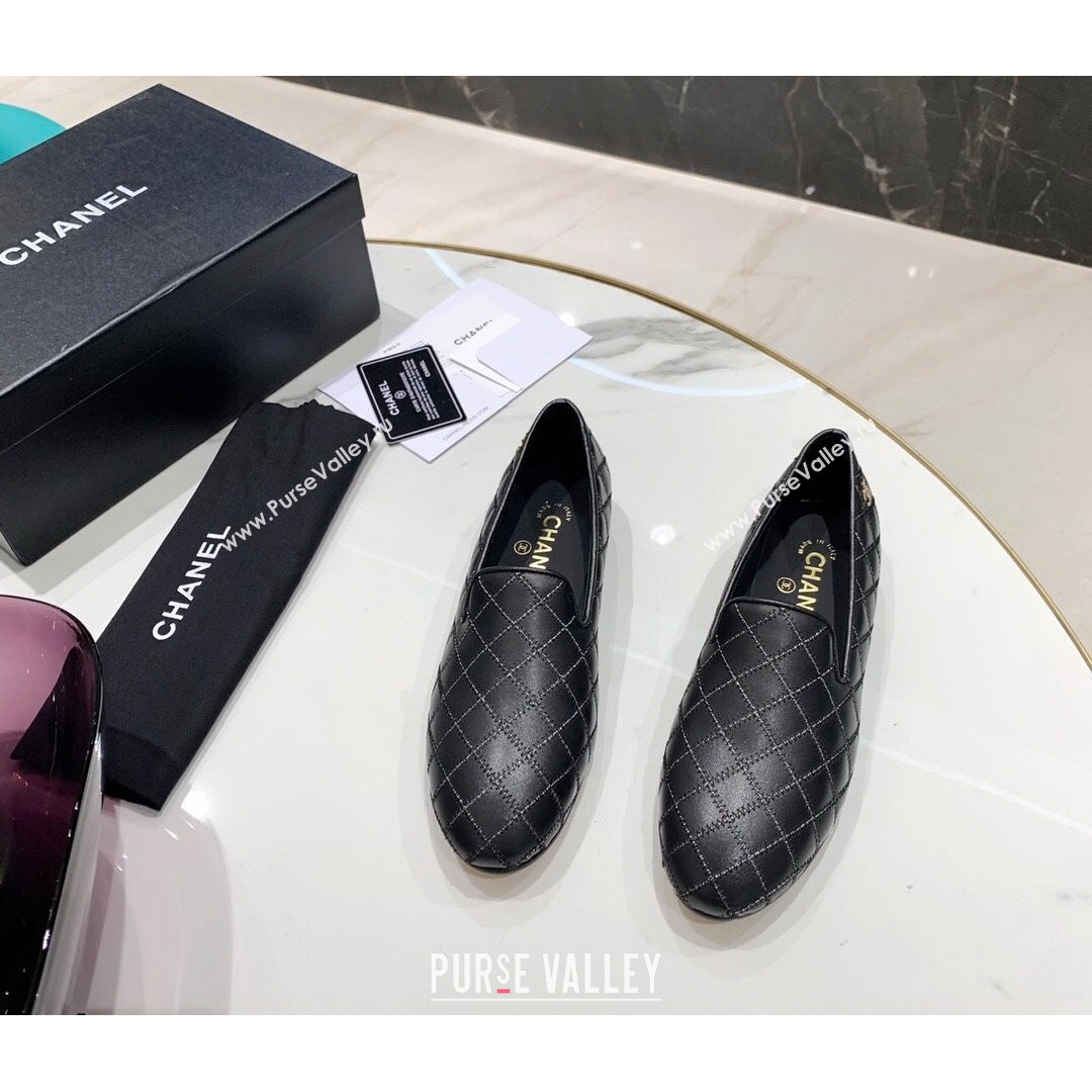 Chanel Quilted Calfskin Loafers Black 2021 (MD-21080937)