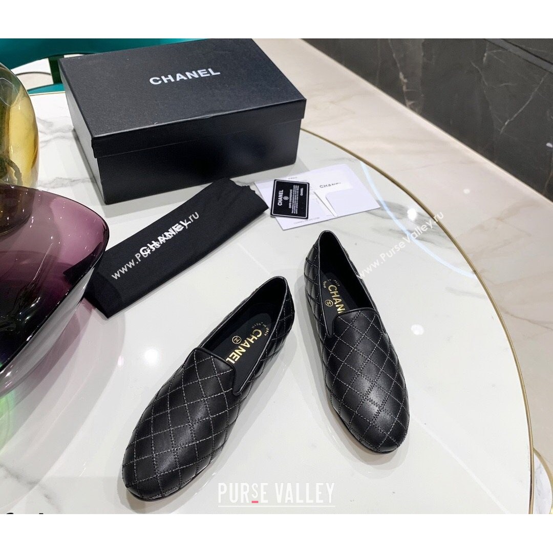 Chanel Quilted Calfskin Loafers Black 2021 (MD-21080937)