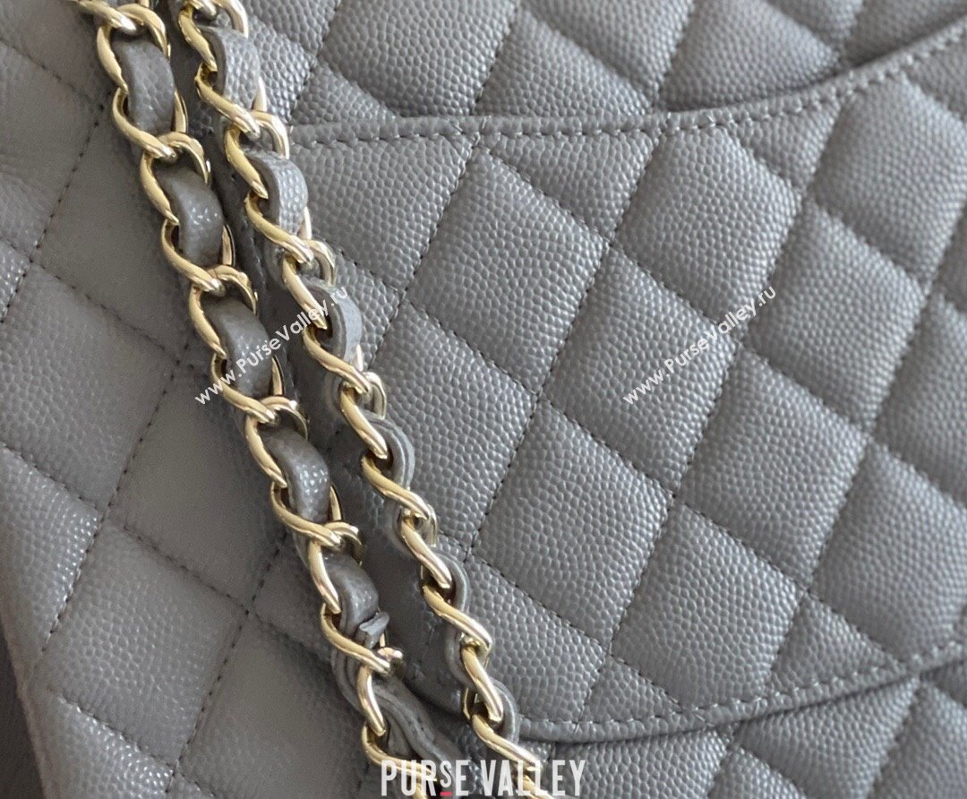 Chanel Grained Calfskin Medium Classic Flap Bag A01112 Grey/Light Gold 2023 Original Quality (MHE-23121212)