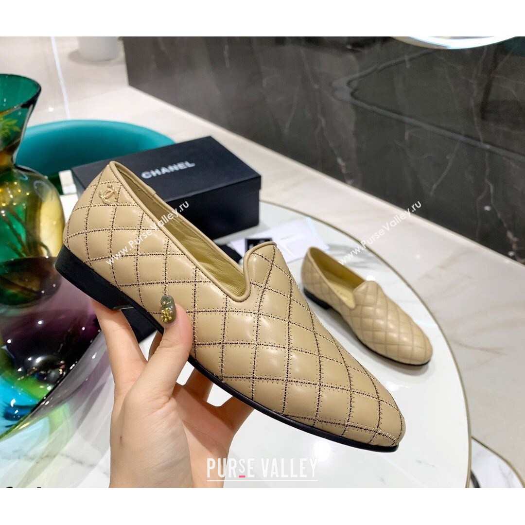 Chanel Quilted Calfskin Loafers Apricot 2021 (MD-21080938)