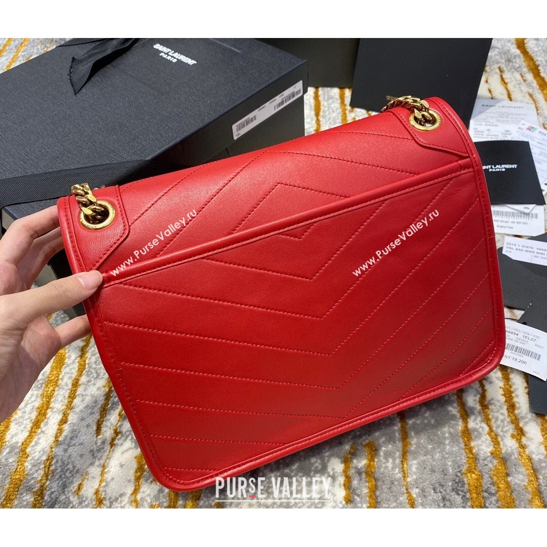 Saint Laurent Medium Niki Chain Bag in Lambskin 498894 Red 2021 (JUND-210820053)