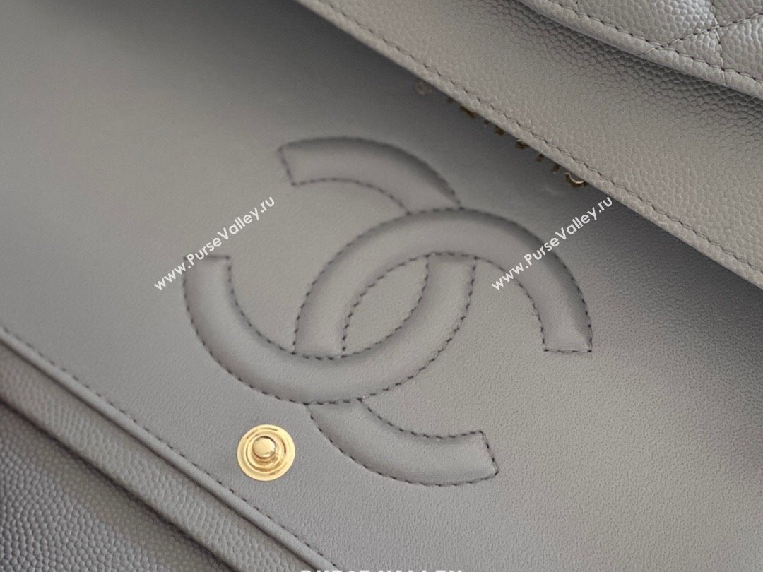 Chanel Grained Calfskin Medium Classic Flap Bag A01112 Grey/Light Gold 2023 Original Quality (MHE-23121212)