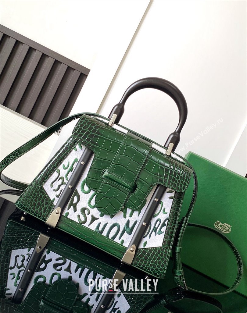 Goyard Saigon PM Top Handle Bag in Embroidery and Crocodile Embossed Leather Green 2024 020186 (ZHANG-240920092)