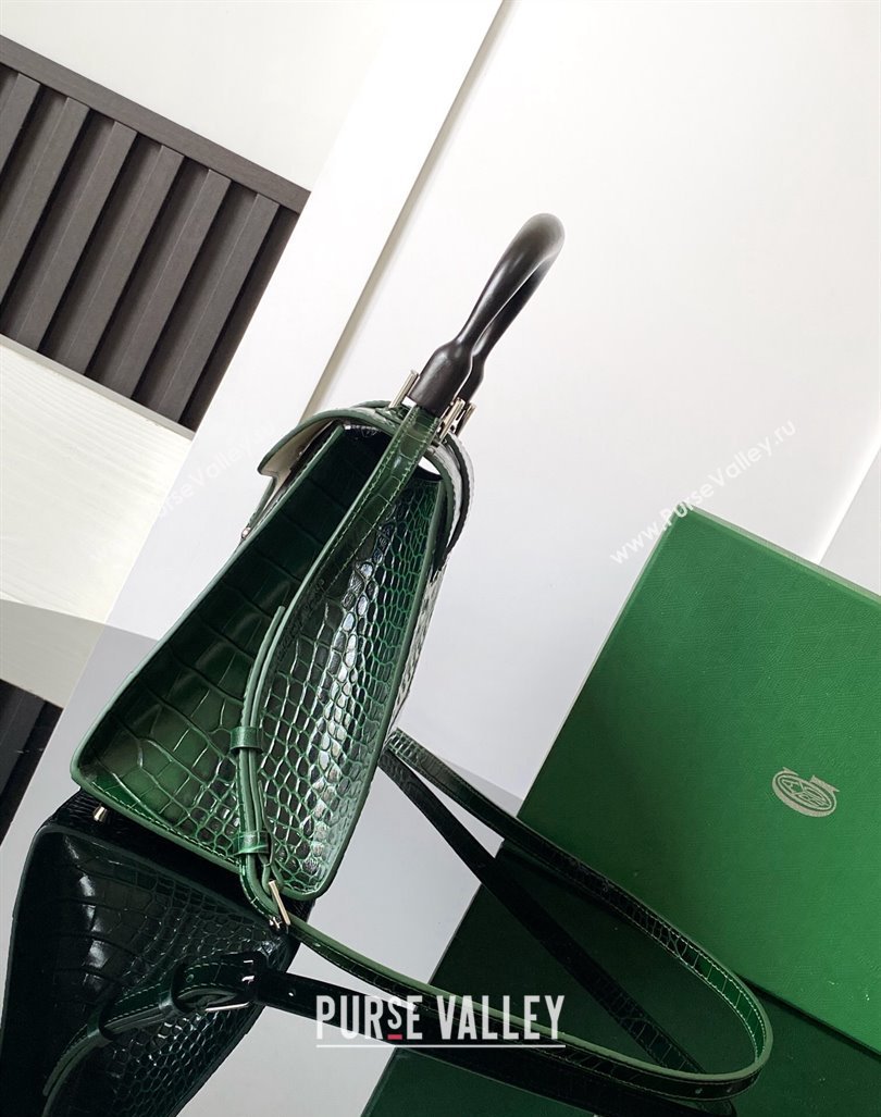 Goyard Saigon PM Top Handle Bag in Embroidery and Crocodile Embossed Leather Green 2024 020186 (ZHANG-240920092)