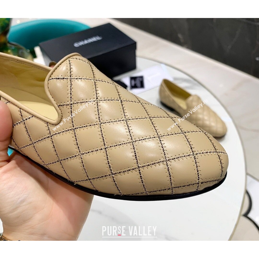 Chanel Quilted Calfskin Loafers Apricot 2021 (MD-21080938)