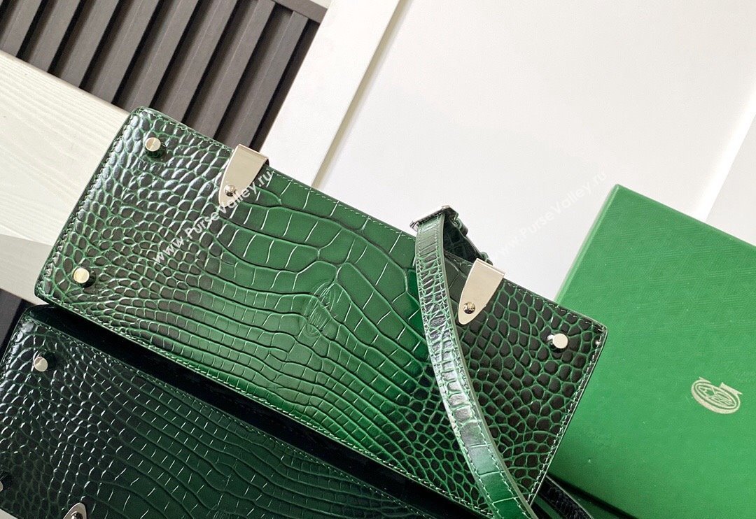 Goyard Saigon PM Top Handle Bag in Embroidery and Crocodile Embossed Leather Green 2024 020186 (ZHANG-240920092)