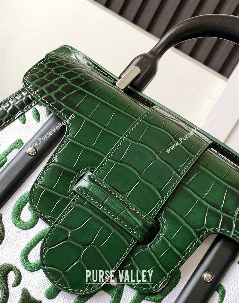 Goyard Saigon PM Top Handle Bag in Embroidery and Crocodile Embossed Leather Green 2024 020186 (ZHANG-240920092)