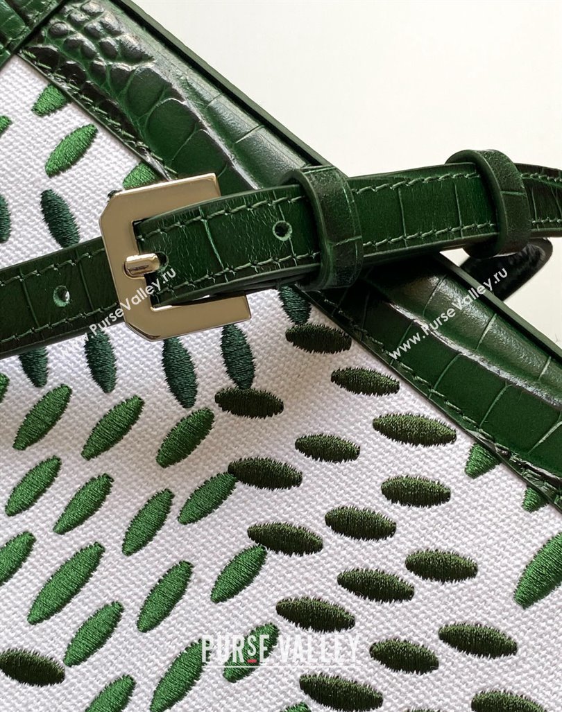 Goyard Saigon PM Top Handle Bag in Embroidery and Crocodile Embossed Leather Green 2024 020186 (ZHANG-240920092)