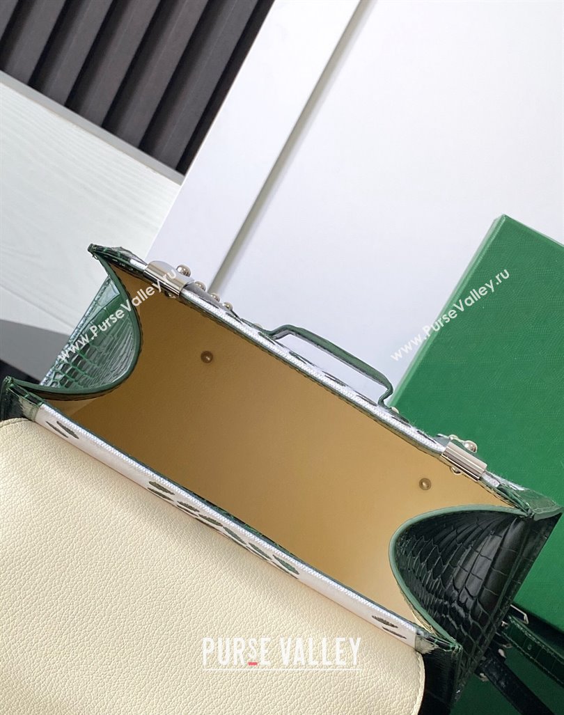 Goyard Saigon PM Top Handle Bag in Embroidery and Crocodile Embossed Leather Green 2024 020186 (ZHANG-240920092)