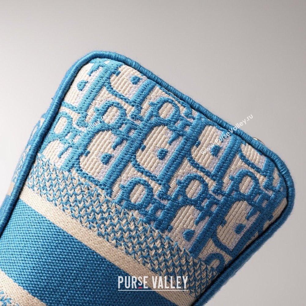 Dior Medium Lady D-Lite Bag in Blue Oblique Embroidery 2024 (DMZ-24022806)
