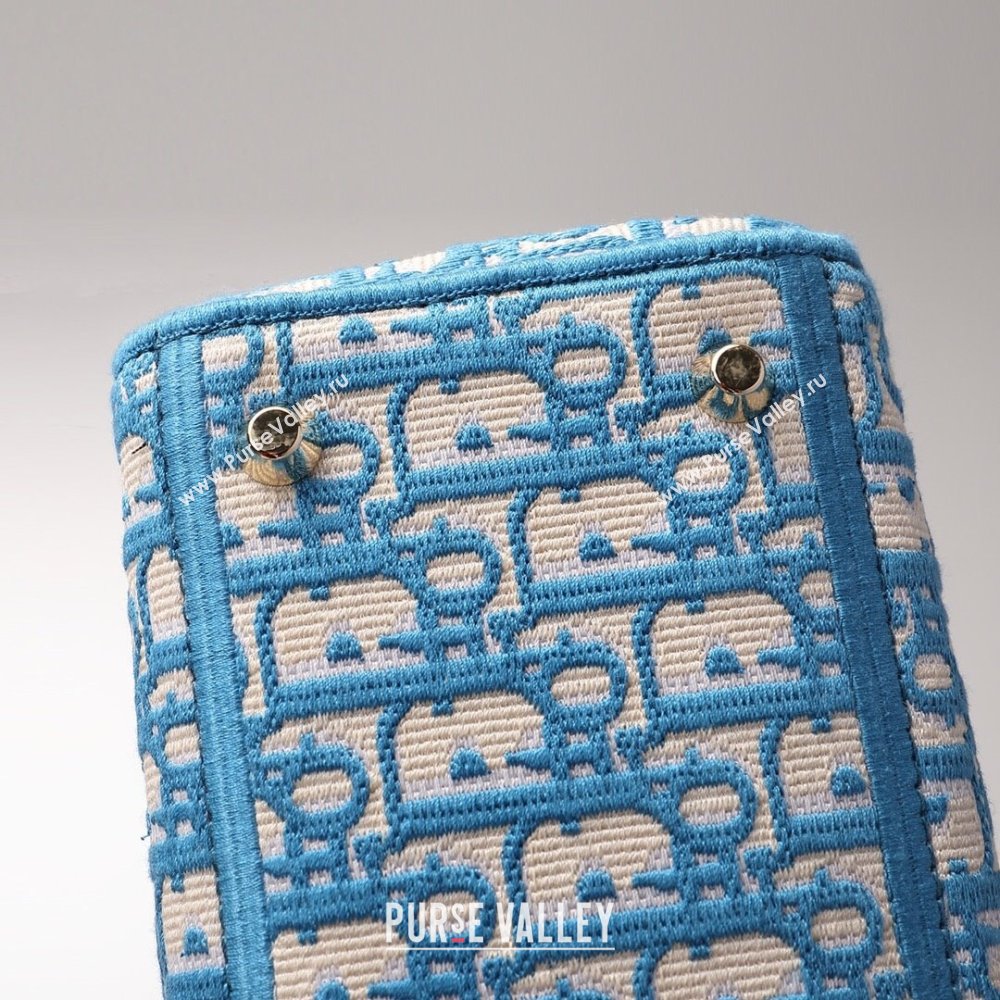 Dior Medium Lady D-Lite Bag in Blue Oblique Embroidery 2024 (DMZ-24022806)