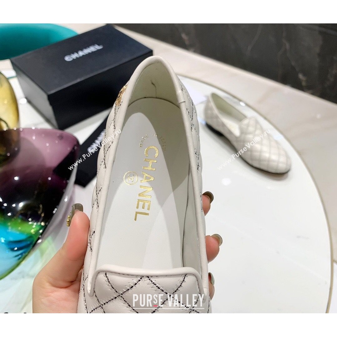 Chanel Quilted Calfskin Loafers White 2021 (MD-21080939)