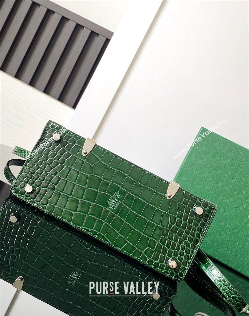 Goyard Saigon Mini Top Handle Bag in Embroidery and Crocodile Embossed Leather Green 2024 020173 (ZHANG-240920093)