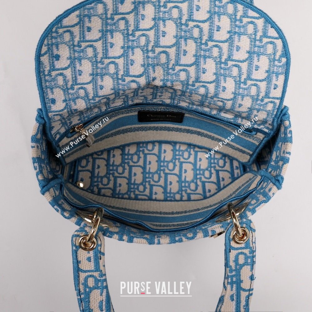 Dior Medium Lady D-Lite Bag in Blue Oblique Embroidery 2024 (DMZ-24022806)