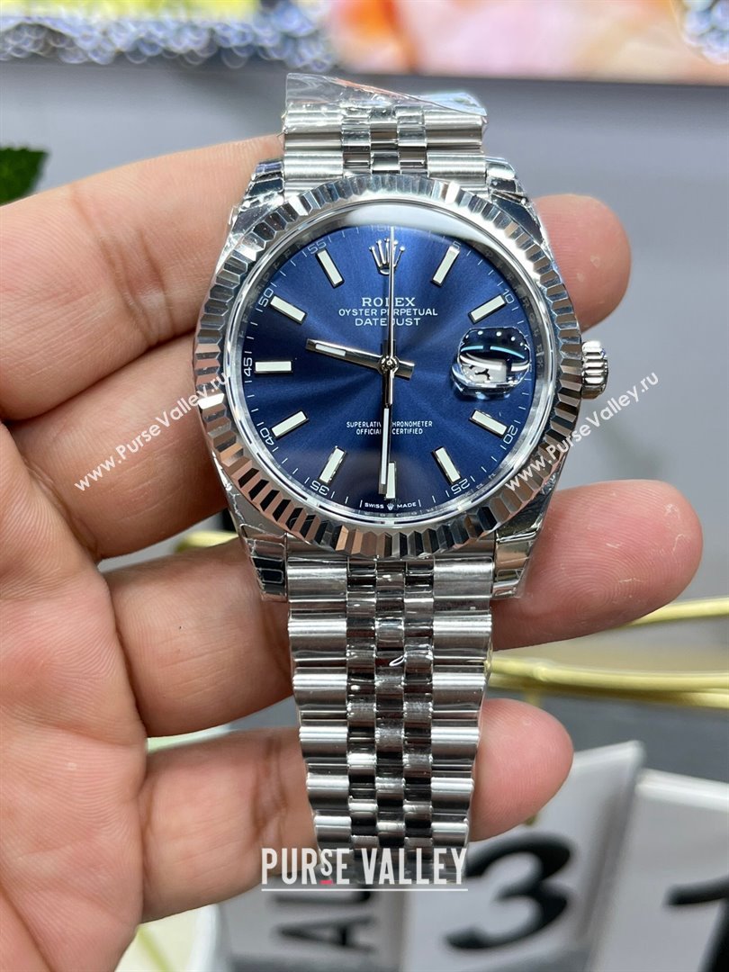 Rolex Datejust Watch 41mm Silver/Blue 2024 Top Quality (KN-24072513)